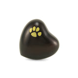 Brown High Gloss Pet Paw Heart Keepsake Urn