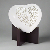 In Our Hearts Infant Cremation Urn Angel Wings In Pearl White