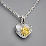 Golden Paw Cremation Heart Necklace