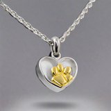 Golden Paw Cremation Heart Necklace