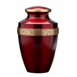 Crimson Cremation Urn with Floral Band