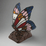 Butterfly Stained Glass Memory Lamp in Blue and Pink