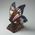 Butterfly Stained Glass Memory Lamp in Blue and Pink