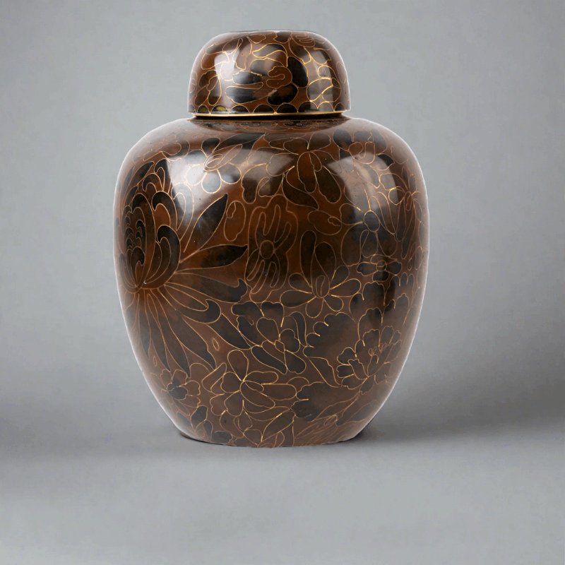 Amber Flower Cloisonne Cremation Urn