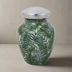 Bamboo Leaves Enamel Finished Cremation Urn In Small