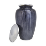 Dark Blue Enamel Finished Metal Alloy Cremation Urn In Large