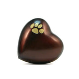 Brown High Gloss Pet Paw Heart Keepsake Urn