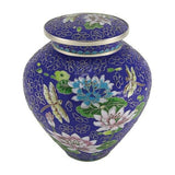 Filigree Cloisonné Lily Dragonfly Cremation Urn in Large