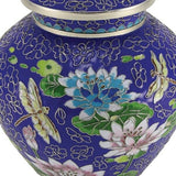 Filigree Cloisonné Lily Dragonfly Cremation Urn in Large