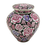 Filigree Cloisonné Floral Pink Cremation Urn in Large