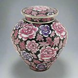 Filigree Cloisonné Floral Pink Cremation Urn in Large