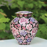 Filigree Cloisonné Floral Pink Cremation Urn in Large