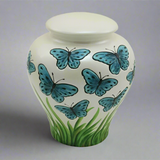 Blue Butterflies Ceramic Cremation Urn In Large