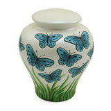 Blue Butterflies Ceramic Cremation Urn In Large