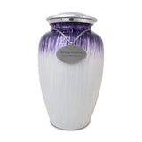 Purple and White Enamel Finished Cremation Urn In Large