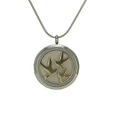 Round Pewter Bronze Birds Silhouette Pendant