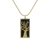 14K Gold Plated Bronze Embossed Tree Cremation Pendant With Chain