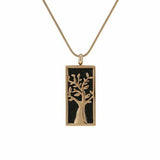 Rose Gold and Onyx Embossed Tree Cremation Pendant  With Chain