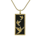 14K Gold Plated Bronze Embossed Doves Cremation Pendant With Chain