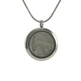 Round Pewter Cat Silhouette Pendant