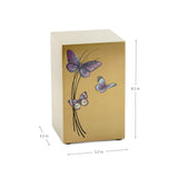 Cascade Bronze Cremation Urn With Purple Butterflies