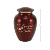 Near & Dear® Classic Expressions: "You Left Paw Prints" Ruby Pet Urn In Small