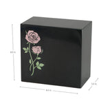 Keystone Black Marble Cremation Urn With Pink Roses