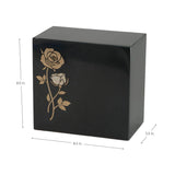 Keystone Black Marble Cremation Urn With Roses + Precious Pink Inlay