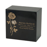 Keystone Black Marble Cremation Urn With Roses + Precious Pink Inlay