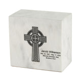 Keystone White Marble Cremation Urn With Celtic Cross