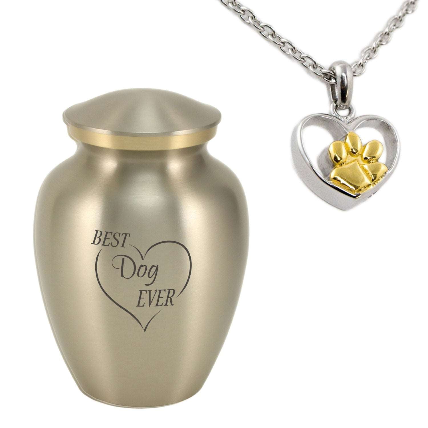 'Best Dog Ever' Pewter Pet Urn Bundle