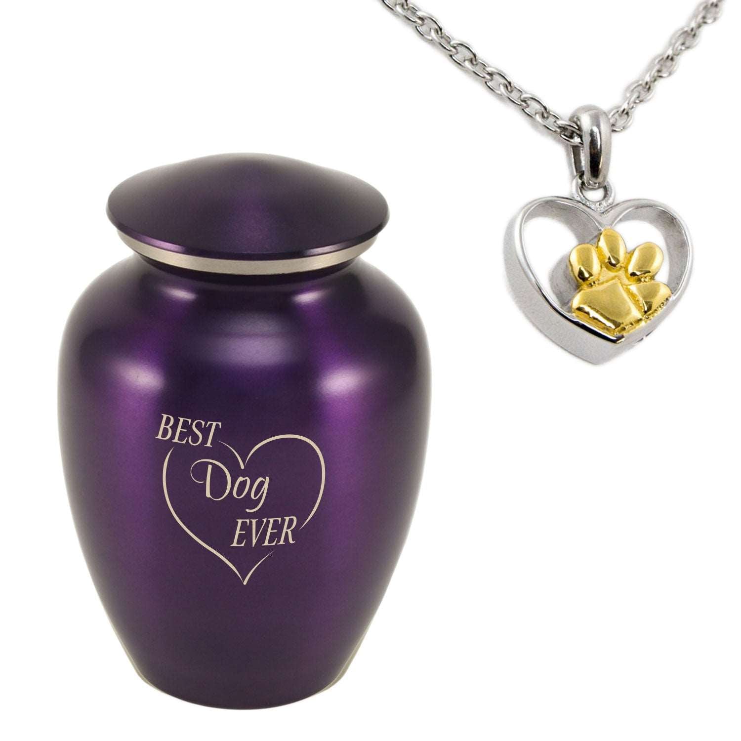 'Best Dog Ever' Purple Pet Urn Bundle