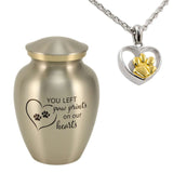 'You Left Paw Prints' Pewter Pet Urn Bundle