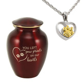 'You Left Paw Prints' Ruby Pet Urn Bundle