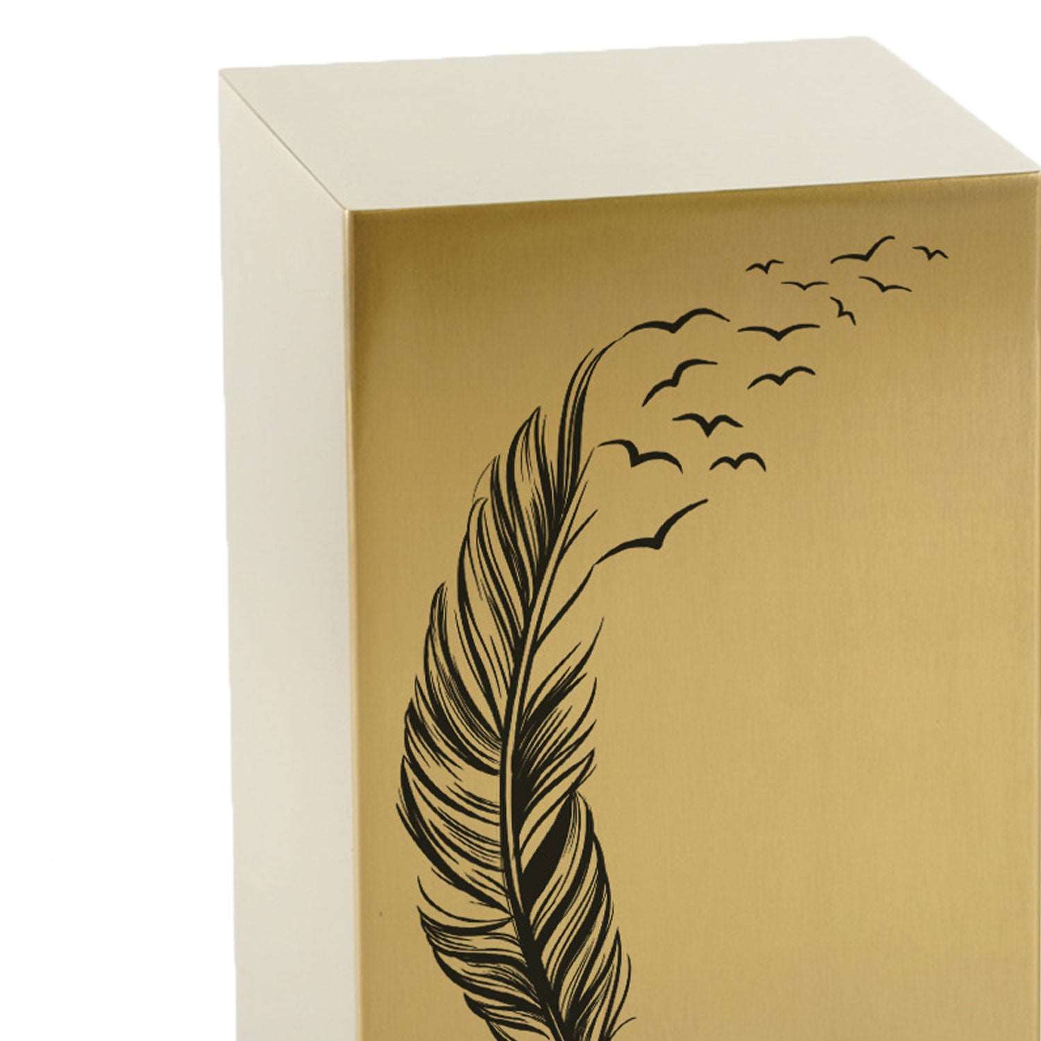 Cascade Bronze Cremation Urn With Black Take Flight Feather