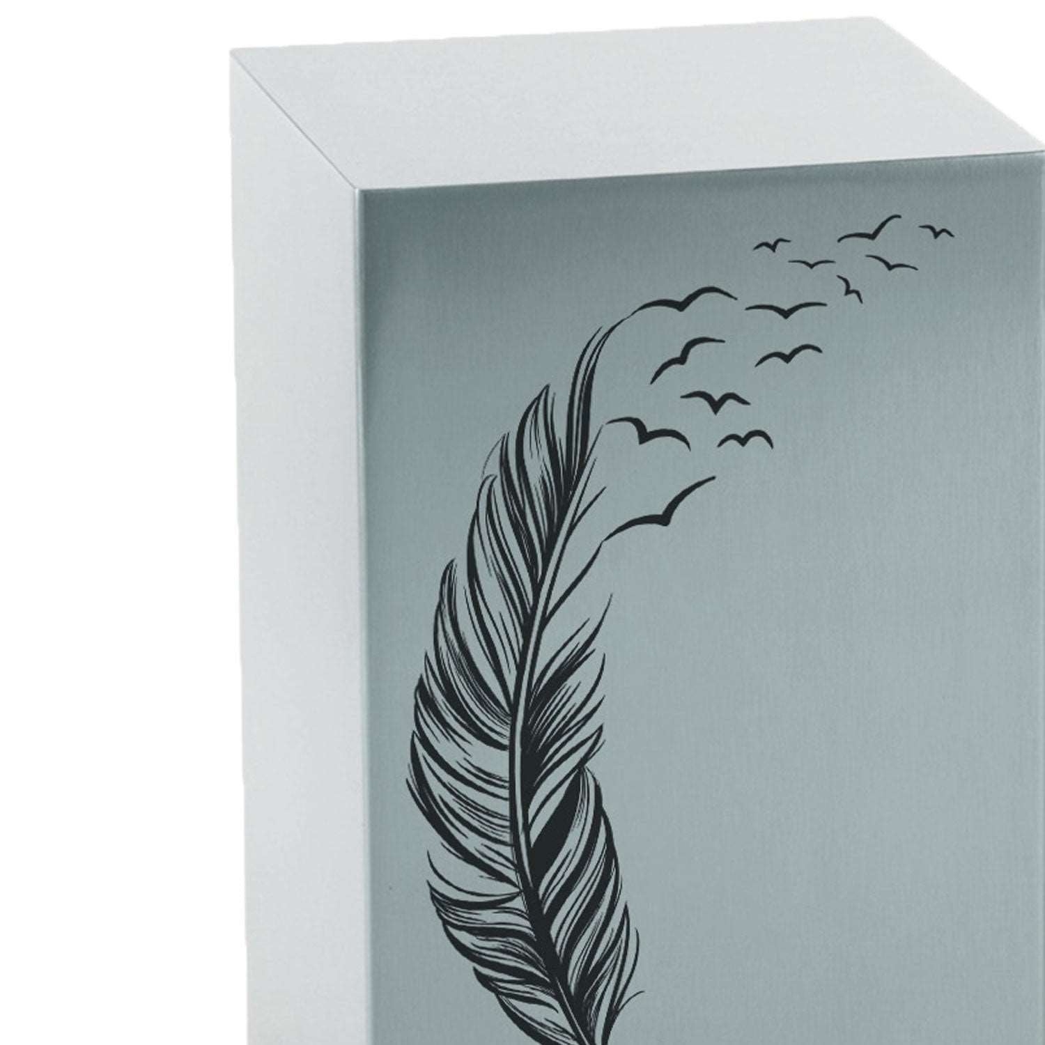 Cascade Pewter Cremation Urn with Black Take Flight Feather