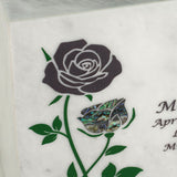 Keystone White Marble Cremation Urn With Roses + Opulent Blue Inlay