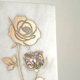 Keystone White Marble Cremation Urn With Roses + Precious Pink Inlay