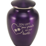 Near & Dear® Classic Expressions: "You Left Paw Prints" Purple Pet Urn in Small