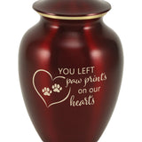 Near & Dear® Classic Expressions: "You Left Paw Prints" Ruby Pet Urn In Small