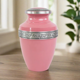 Pink Cremation Urn with Floral Band