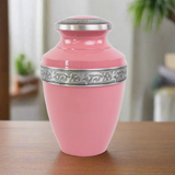 Pink Cremation Urn with Floral Band