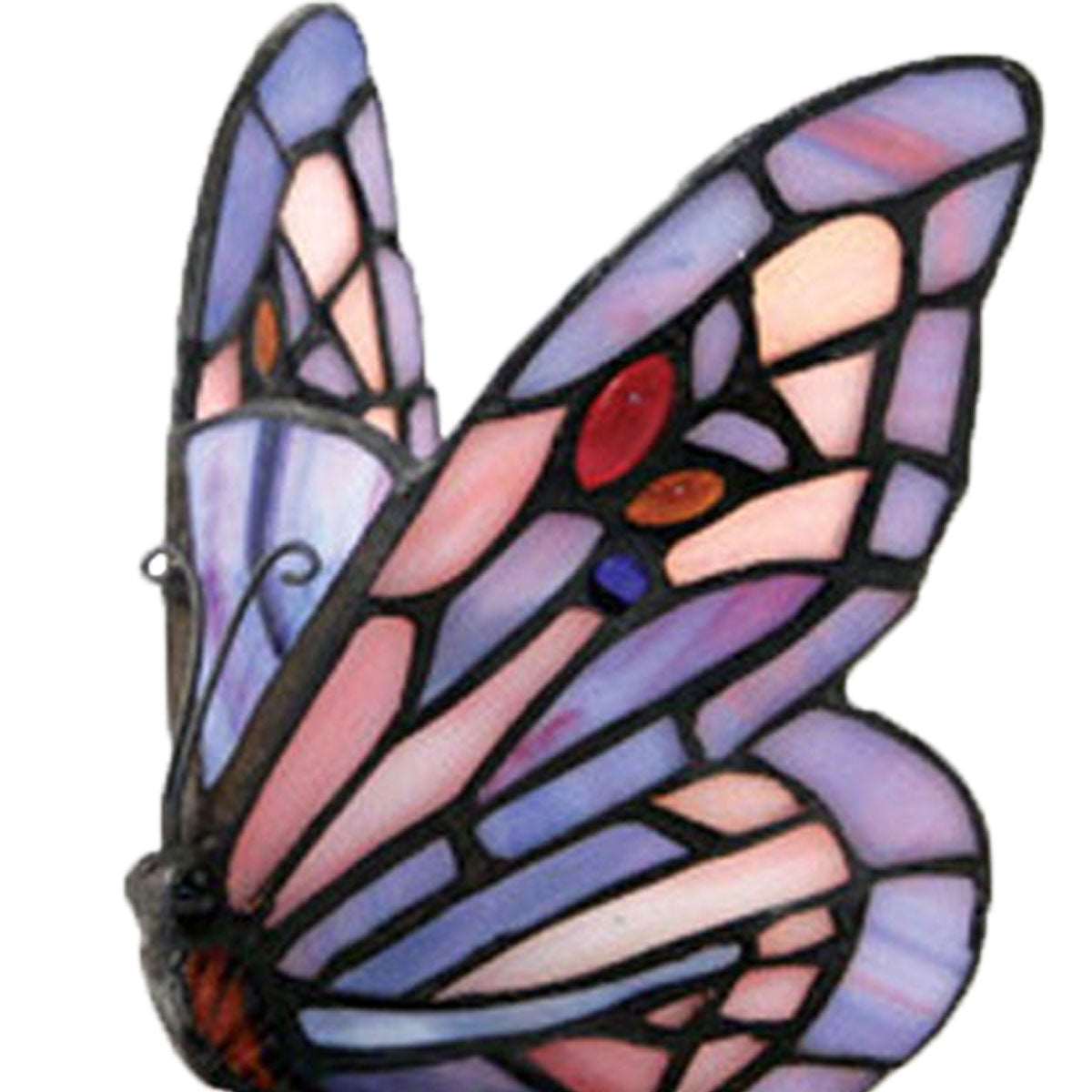 Butterfly Stained Glass Memory Lamp in Pink and Purple Close Up