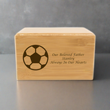 Bamboo Cremation Box with Soccer Ball Design