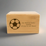 Bamboo Cremation Box with Soccer Ball Design