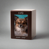 Cherry MDF Pet Photo Cremation Urn in Extra Small