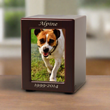 Cherry MDF Pet Photo Cremation Urn In Small