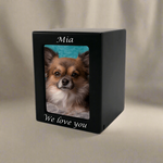 Black MDF Pet Photo Cremation Urn in Extra Small