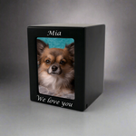 Black MDF Pet Photo Cremation Urn in Extra Small