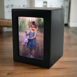 Black MDF Child Cremation Photo Urn